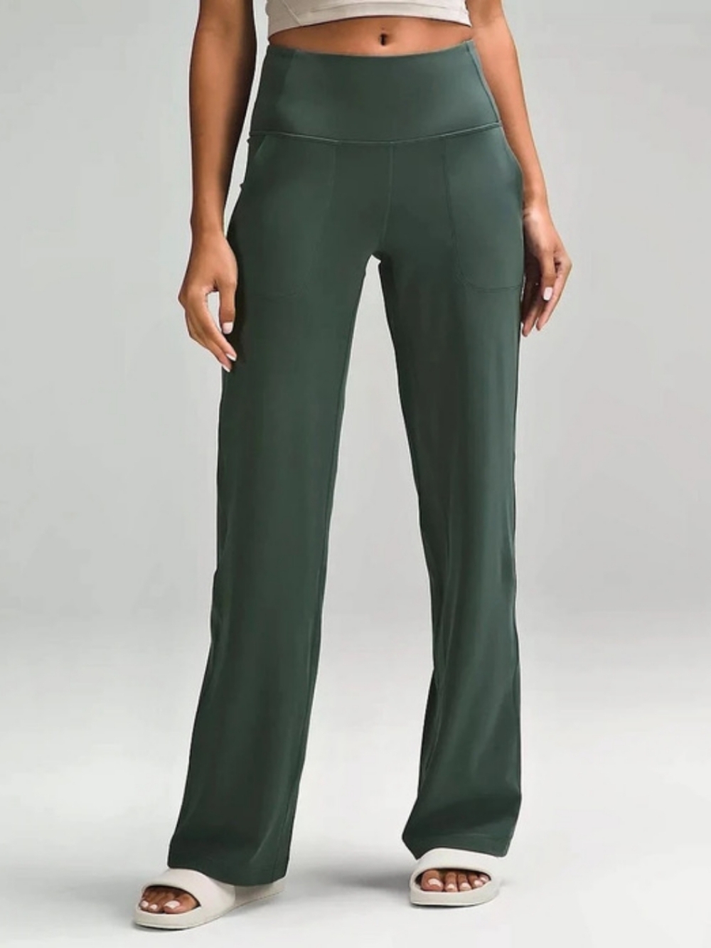 lululemon Align High Rise Wide Leg Pant Dark Forest Loungewear Women Size 8